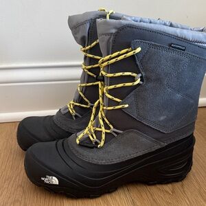 The North Face Kids Gray and Yellow Snow Boots